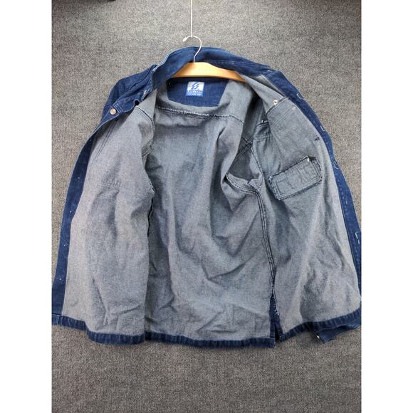 Mens Hedz-Up Extreme Denim Jean Jacket Size L Blue Embroidered - Picture 6 of 12